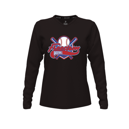 [FTLVPTBK-FYXS-LOGO1] Decker Performance T-Shirt (Female Youth XS, Black, V Neck, Logo 1, Long Sleeve)