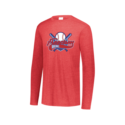 [3075.V96.XS-LOGO1] Decker Men's Tri-Blend T-Shirt - Long Sleeve (Adult XS, Red, Logo 1)