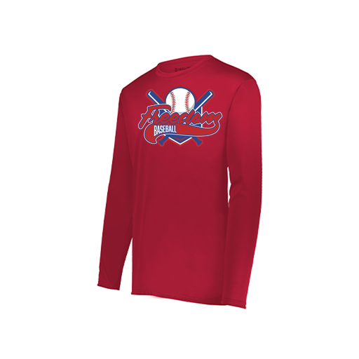 [222823.083.S-LOGO1] Youth LS Smooth Sport Shirt (Youth S, Red, Logo 1)