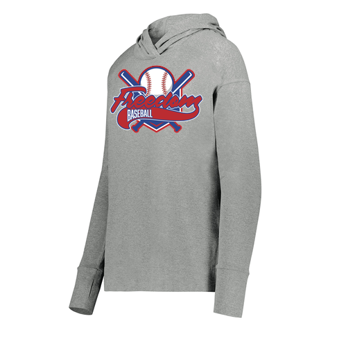 [222798-SIL-FAXS-LOGO1] Ladies Ventura Thin Knit Hoodie (Female Adult XS, Silver, Logo 1)